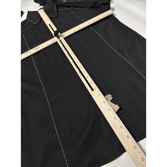 Roar Black Embroidered Contrast Stitching Stretchy Button Up Shirt Men's Size M - Picture 10 of 11